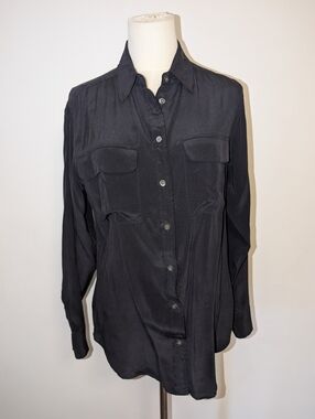 Equipment Black Button Down Silk Blouse